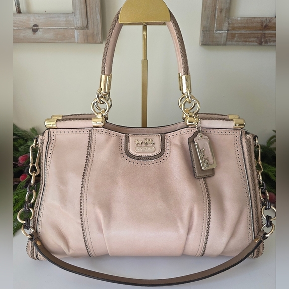 Coach Madison Pinnacle Carrie Satchel Blush Leather Zig Zag Perforated - Picture 5 of 16